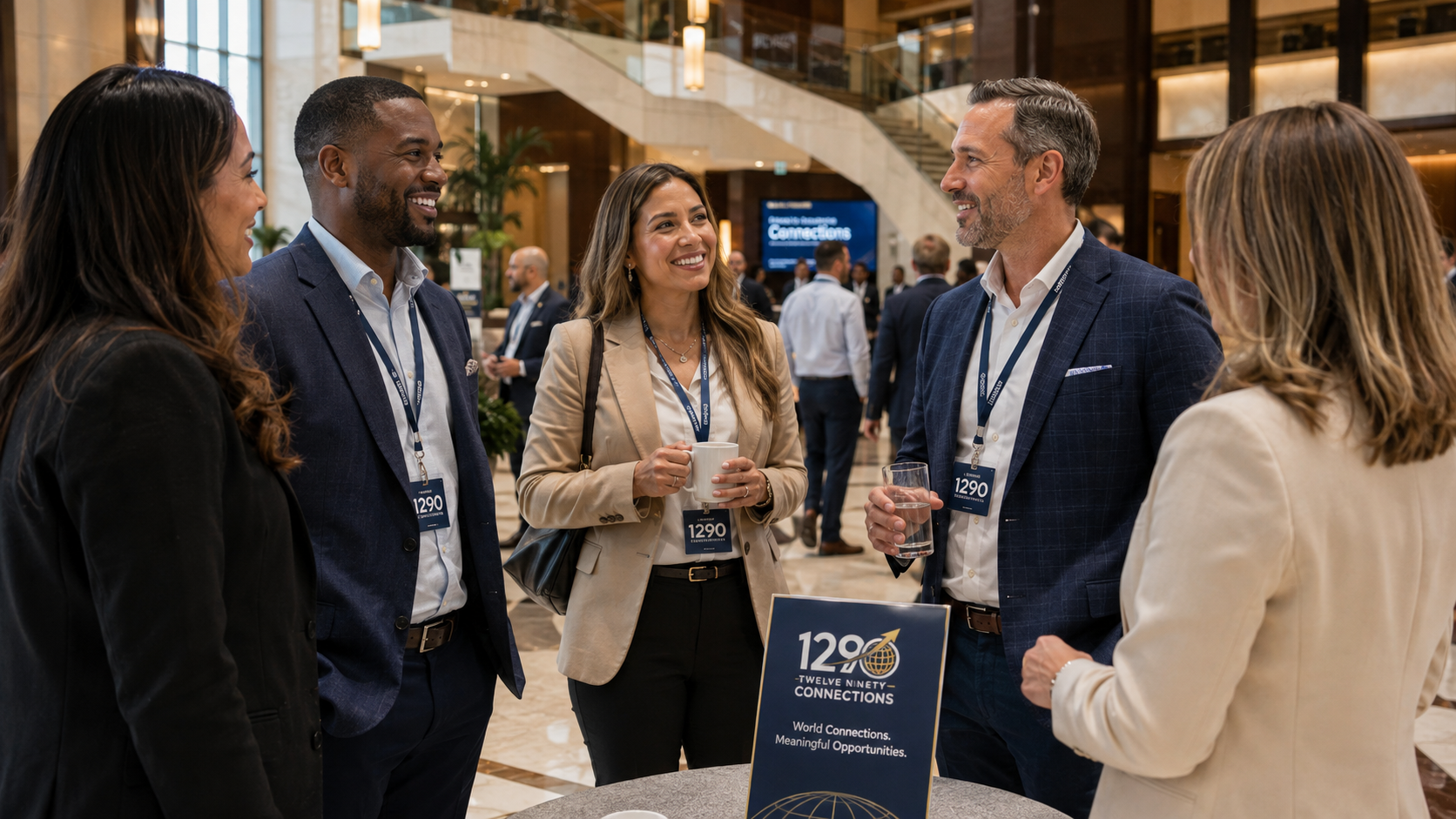 Professionals connect during a Twelve Ninety Connections recruiting event.