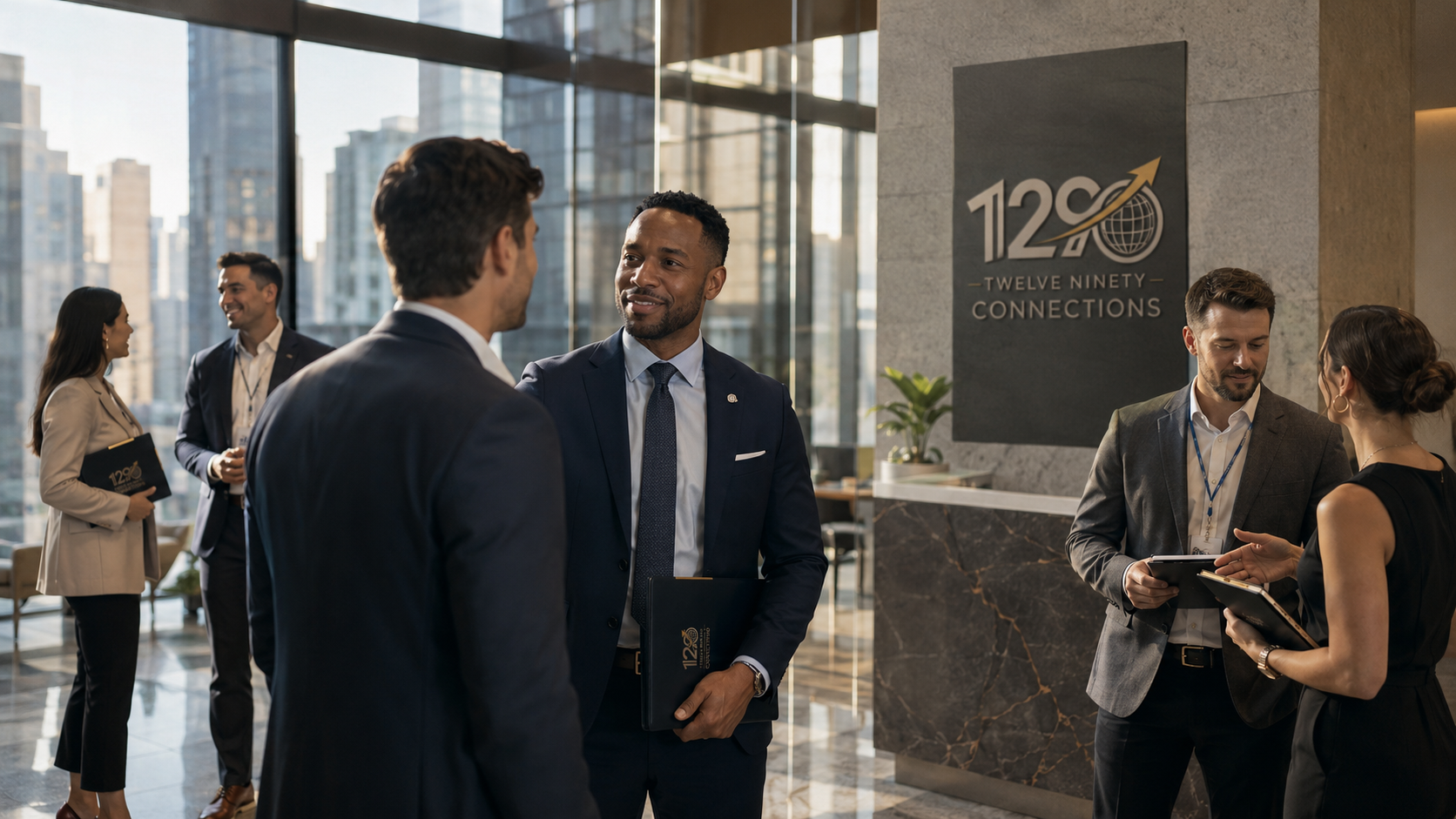 Professionals exchange introductions during a TNC gathering.